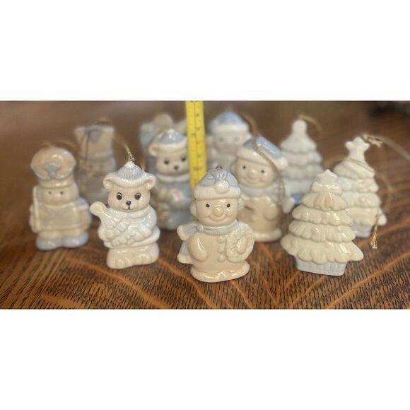 Christmas Ornaments by Trim a Home Hand Painted Porcelain Set 11 Ornaments VTG - Picture 9 of 9
